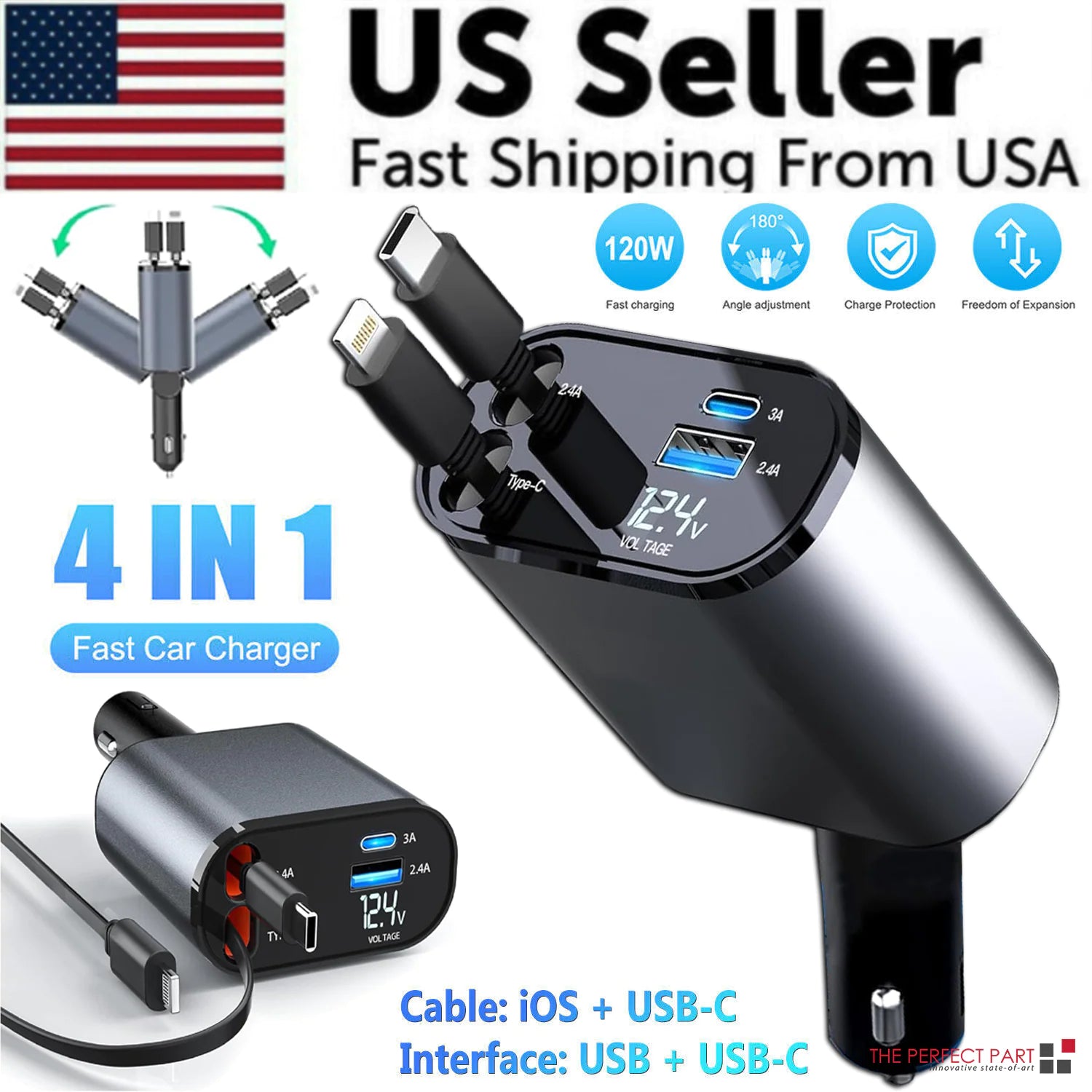SpeedCharge 120W 4-in-1 Car Charger