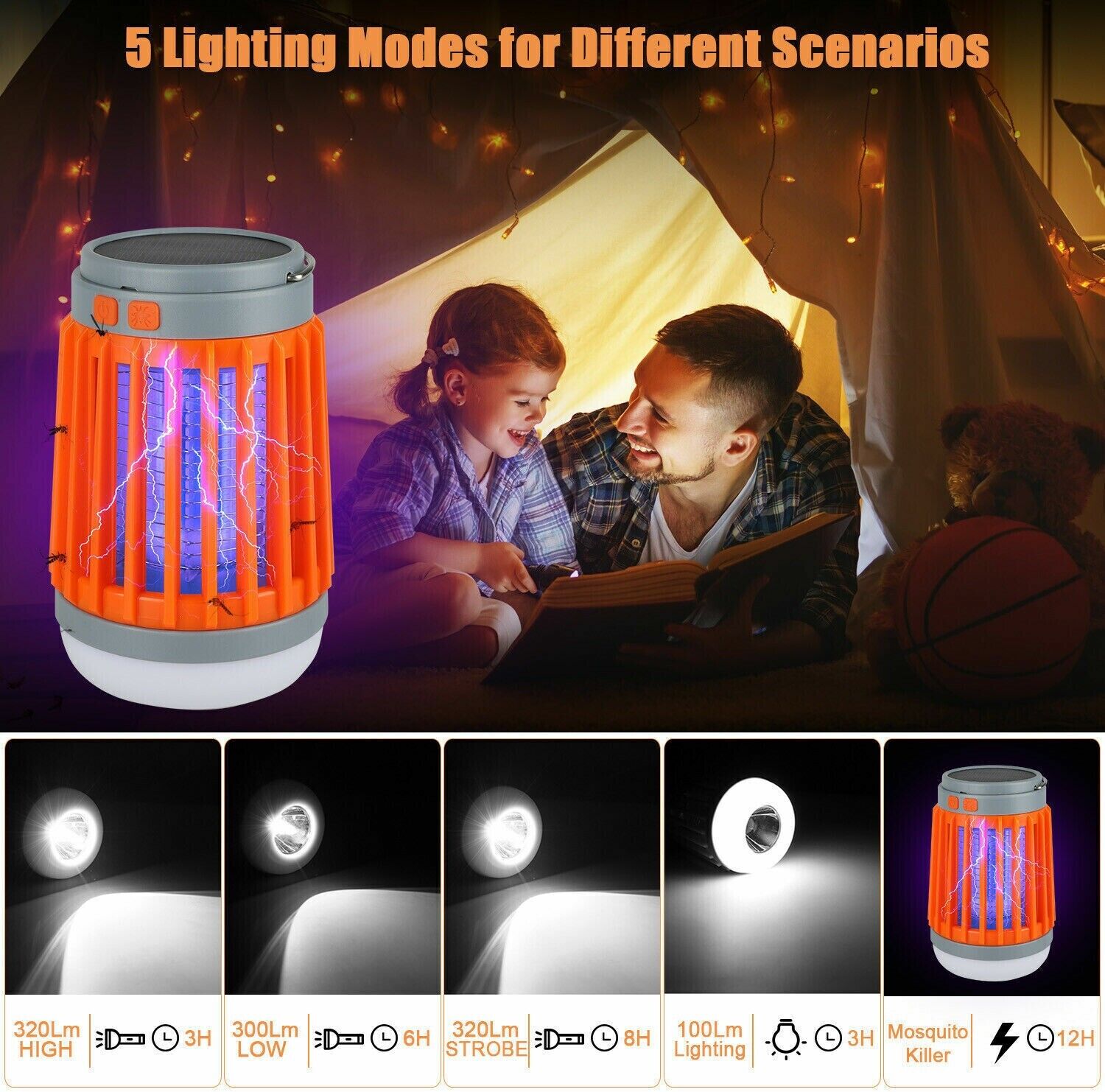 Solar-Powered Insect Zapper Lamp