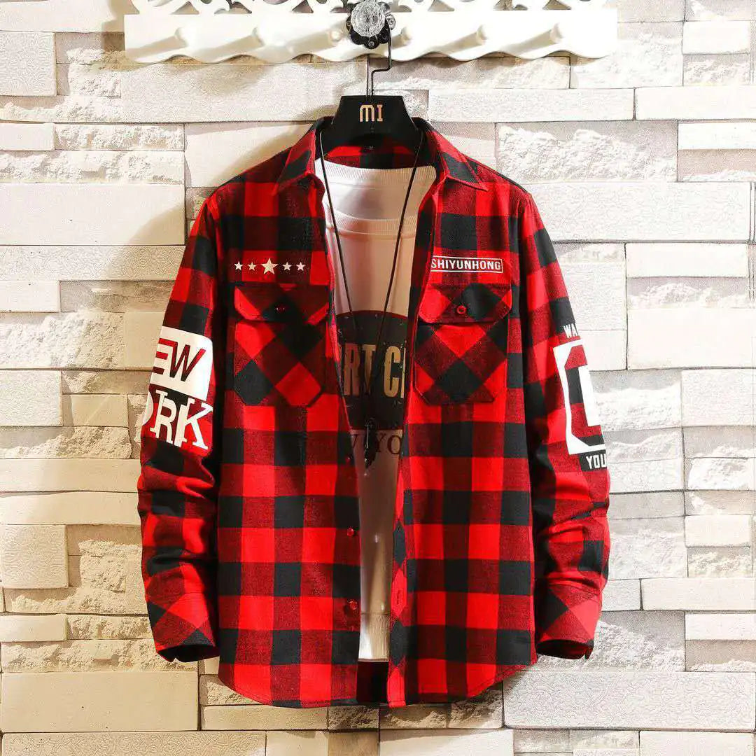 Slim Fit Casual Plaid Shirt for Men