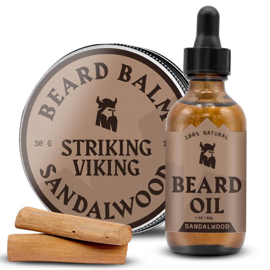 Striking Viking Beard Oil and Balm - Mens Beard Grooming Kit with All-Natural Beard