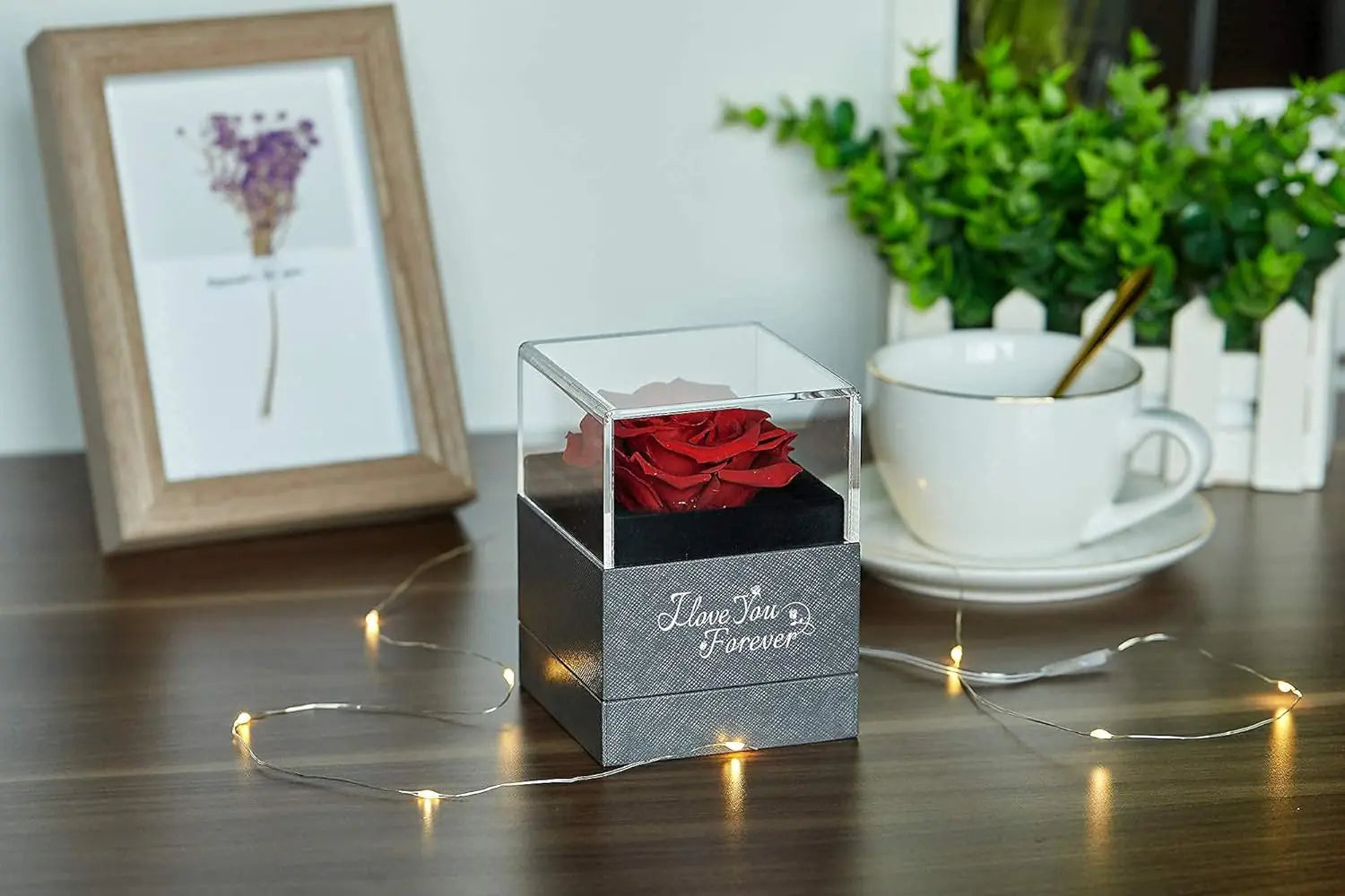 FOREVERLOVE Preserved Rose & Heart Necklace