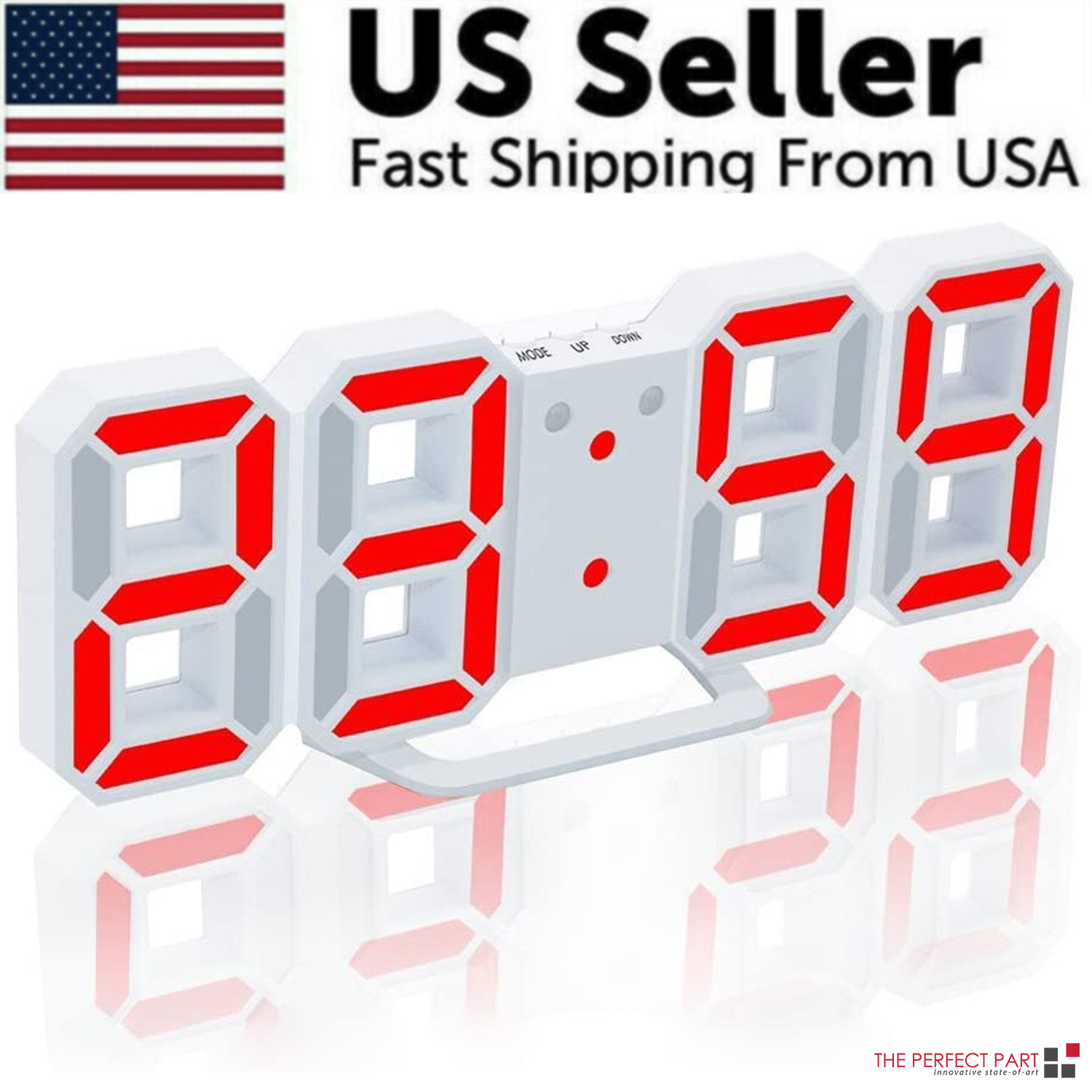 3D LED Digital Wall Clock with USB