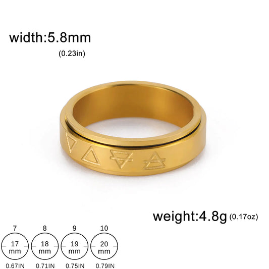 Rotatable Triangle Pattern Stainless Steel Ring