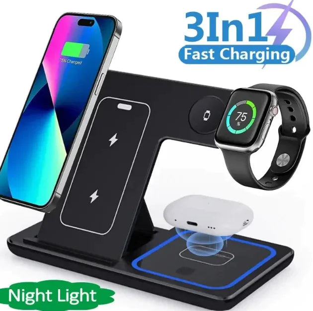 15W Tri-Device Fast Wireless Charging Hub