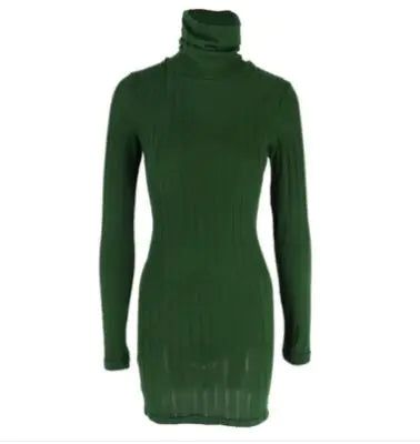 Chic Black Turtleneck Mini Dress