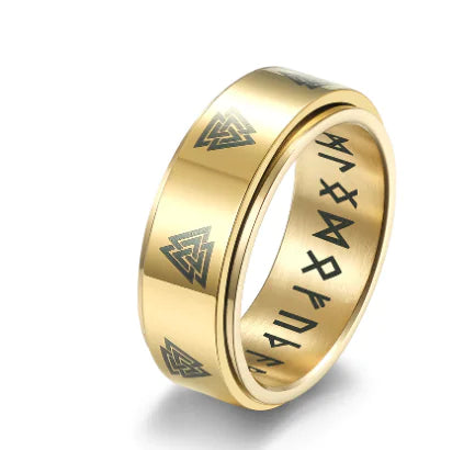 Rotatable Triangle Pattern Stainless Steel Ring