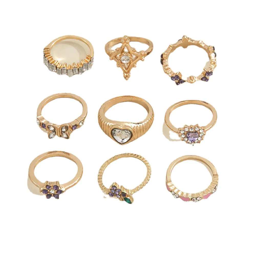 Purple Diamond Grape Flower Geometric Ring Design