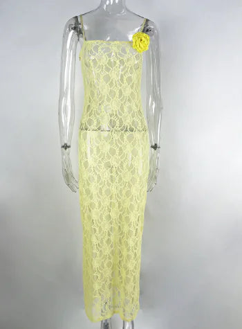 Sling Lace Sheer Slim-fit Sheath Dress