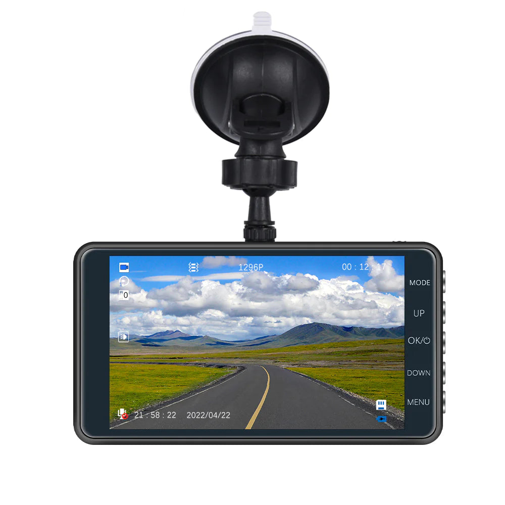 Full HD 1080P Dual Lens Car Dash Cam with 4" Screen and Night Vision