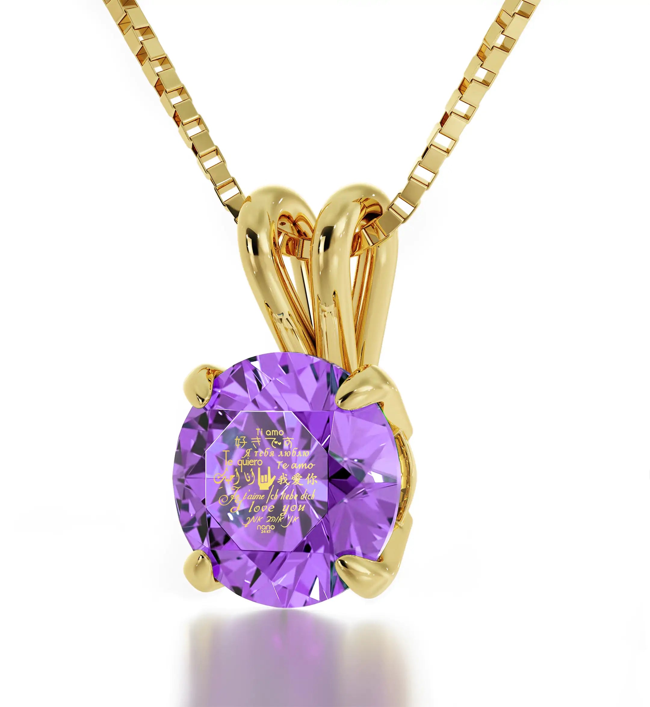 Golden Embrace Multilingual Love Pendant