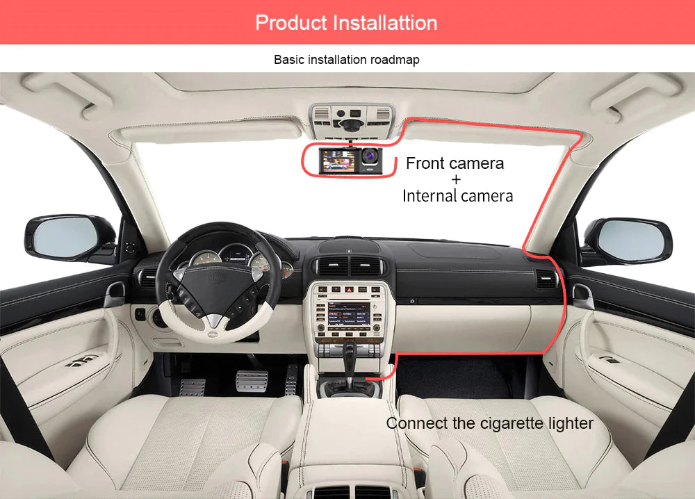 HD Triple View Dash Cam with G-Sensor