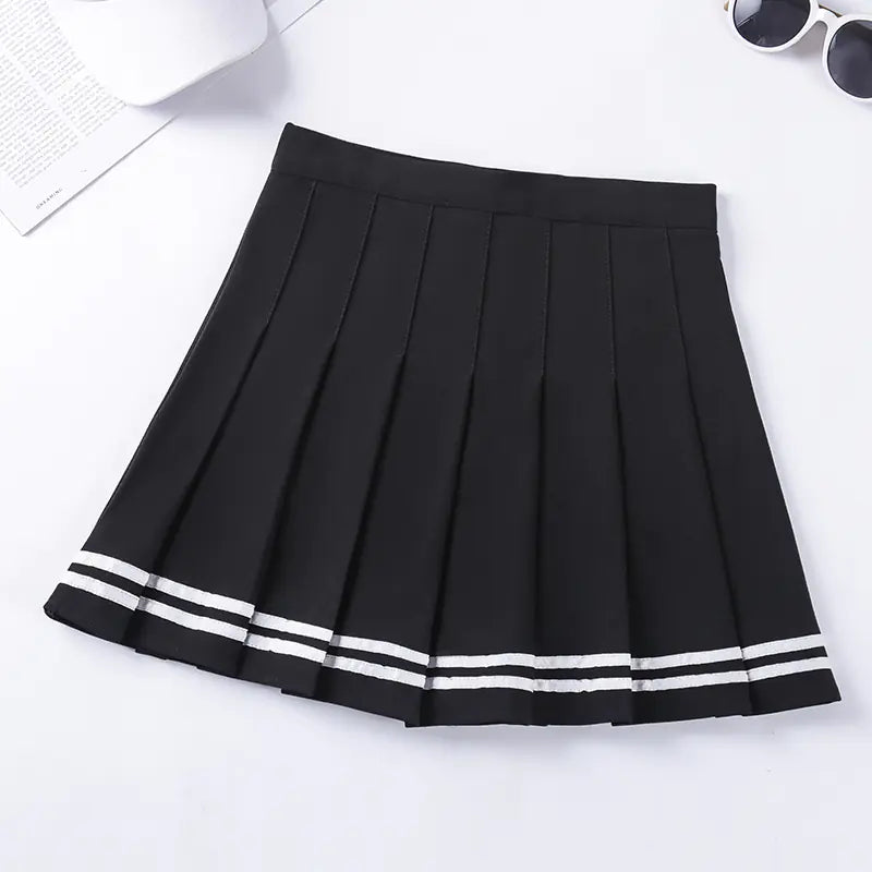 Chic Striped A-Line Pleated Skirt