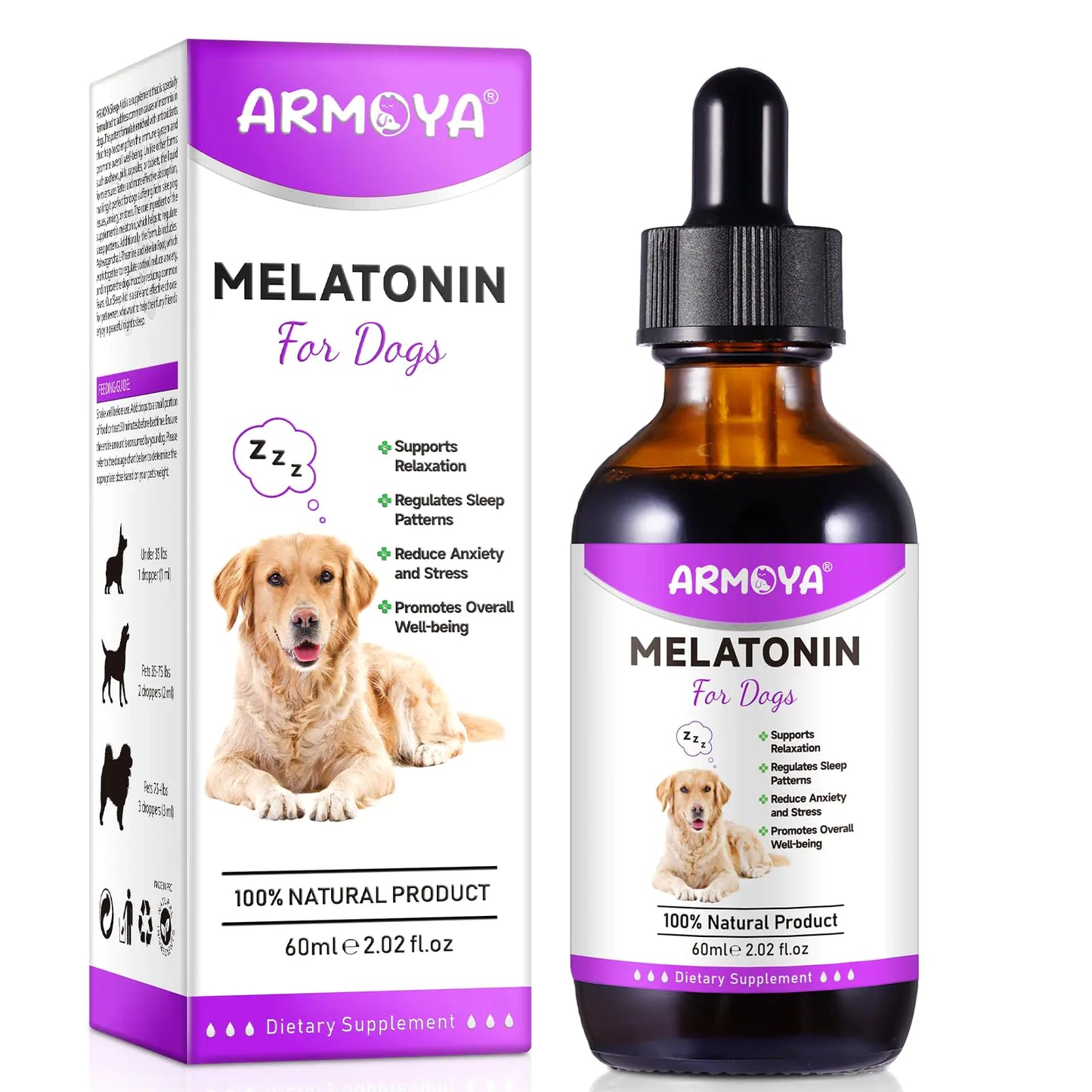 Pet Calm - Melatonin for Cats & Dogs - Stress Relief & Sleep Aid