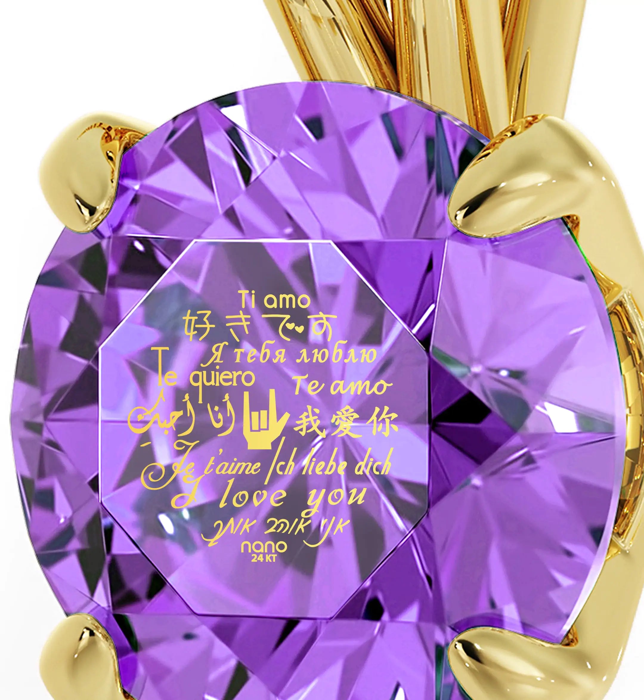 24k Gold Multi-Lingual Love Pendant Necklace