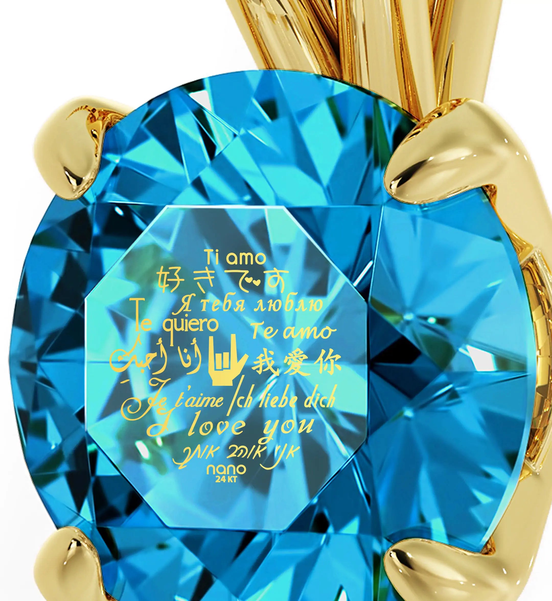 Golden Embrace Multilingual Love Pendant