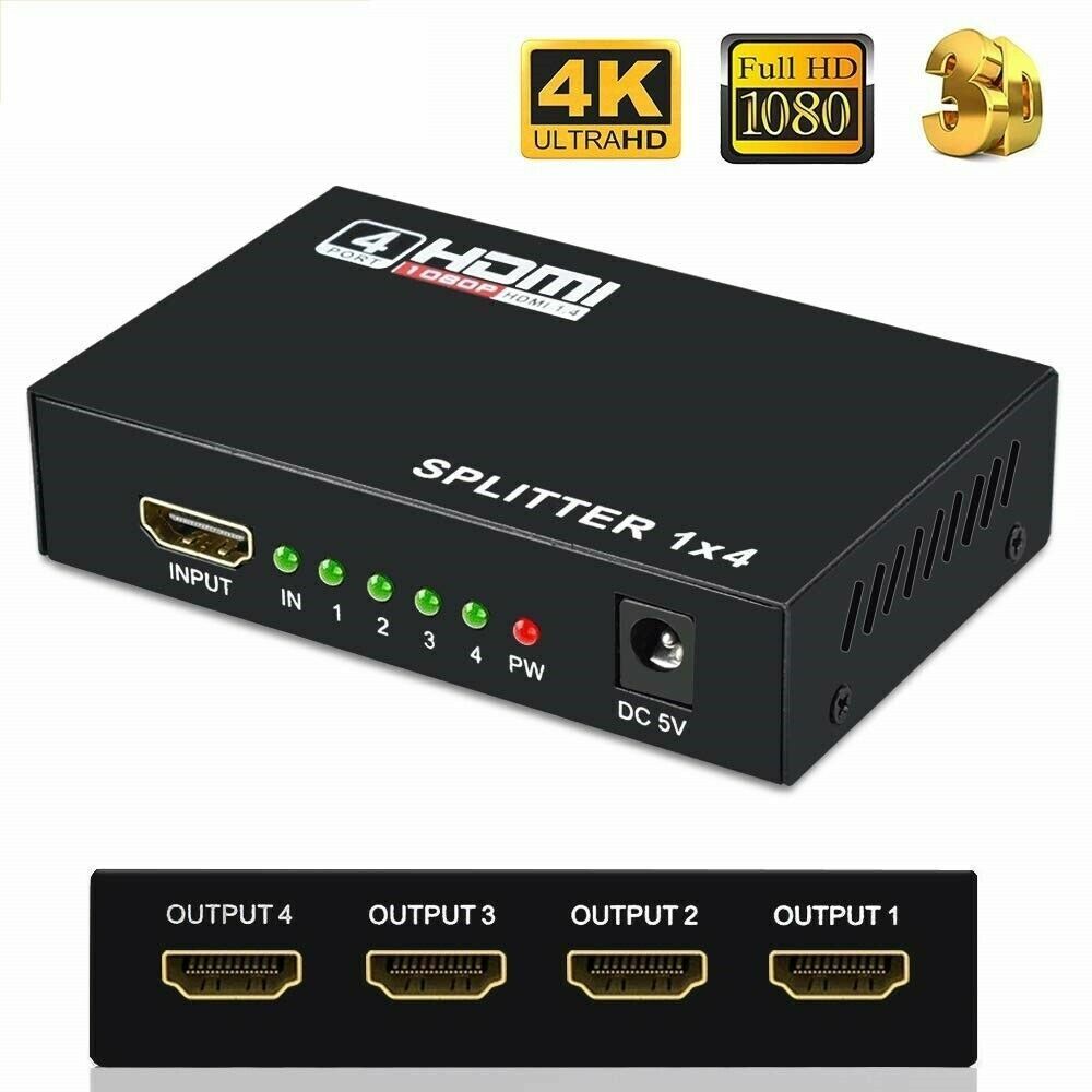 4K HDMI 4-Port Hub & Amplifier - 1 In 4 Out