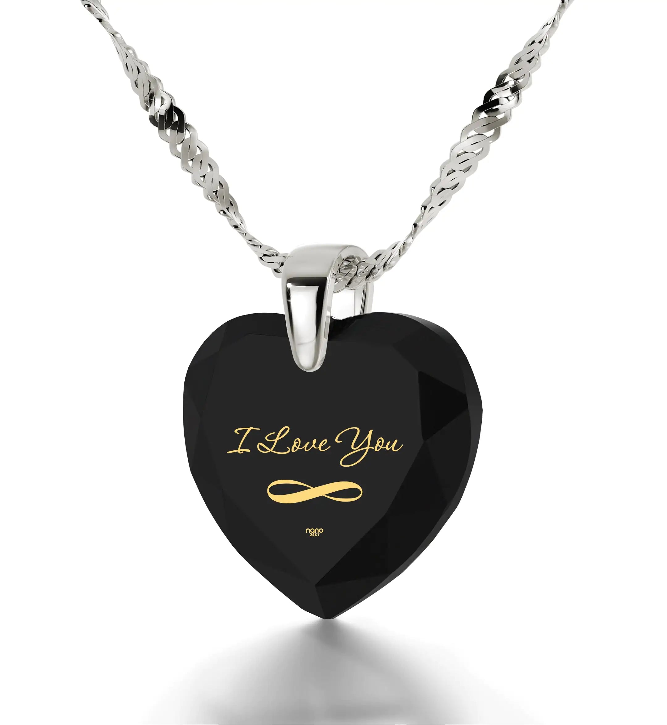 Eternal Love Gold-Inscribed Heart Pendant Necklace