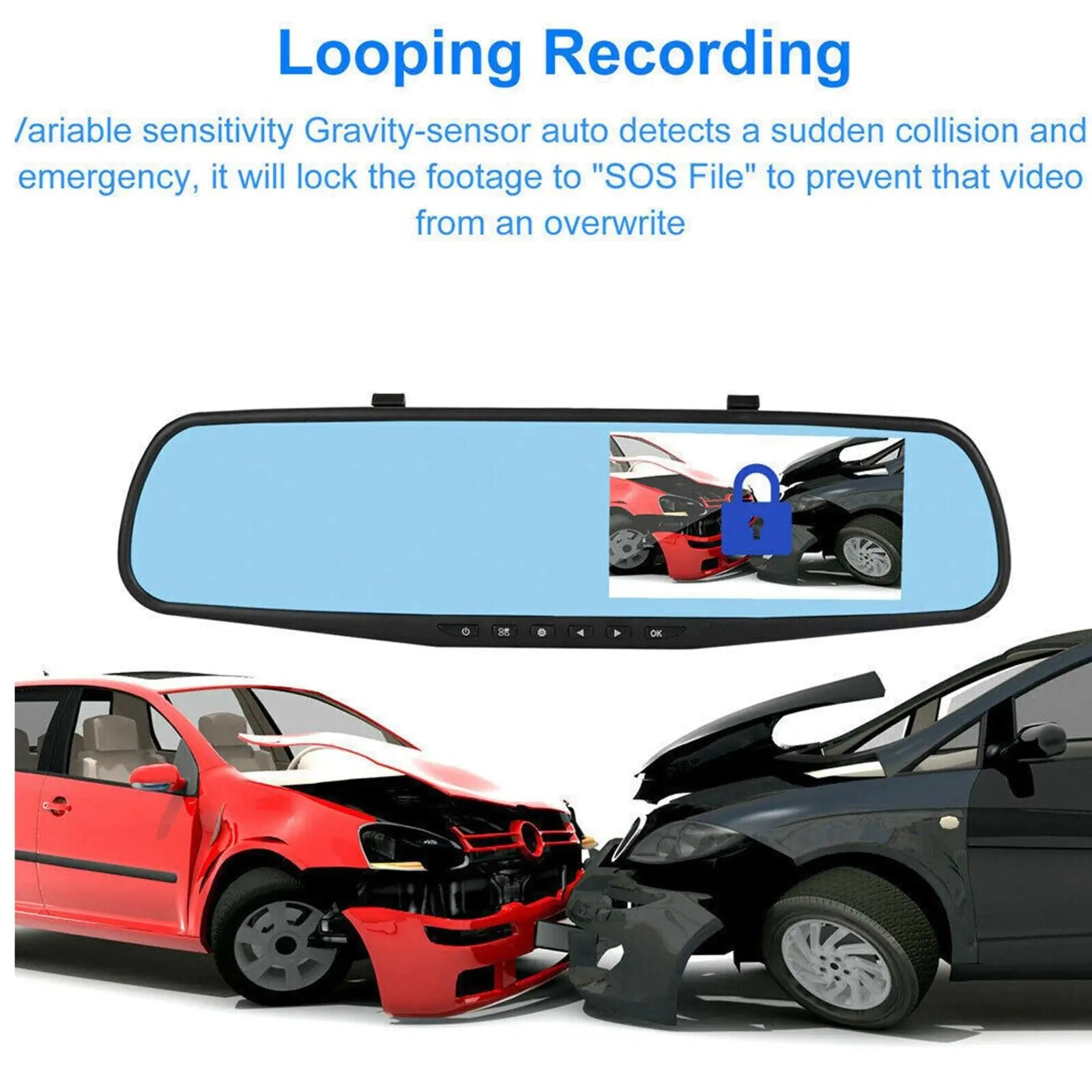 HD 1080P Car DVR Dual Dash Cam Mirror