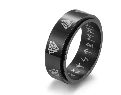 Rotatable Triangle Pattern Stainless Steel Ring