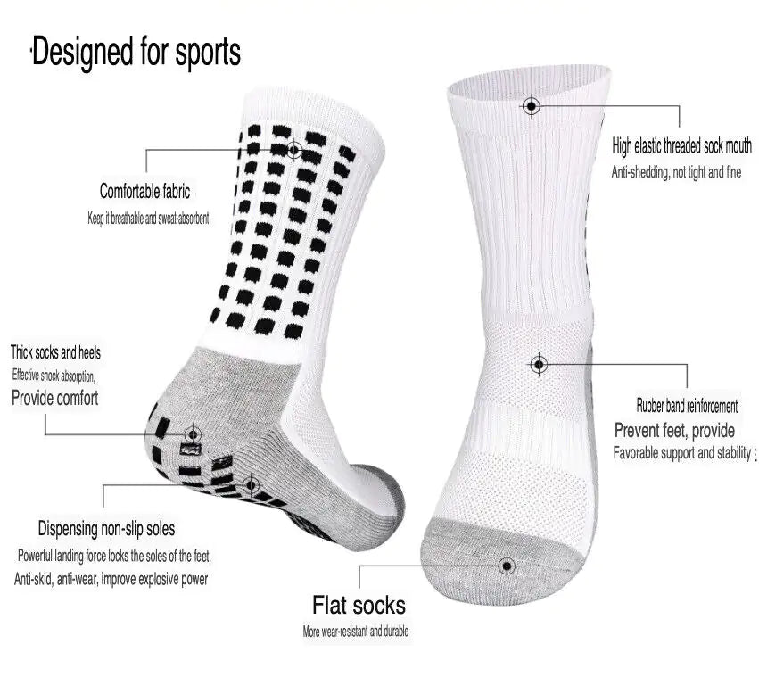 3-Pack Premium Sports Grip Socks for Soccer, Basketball & Football