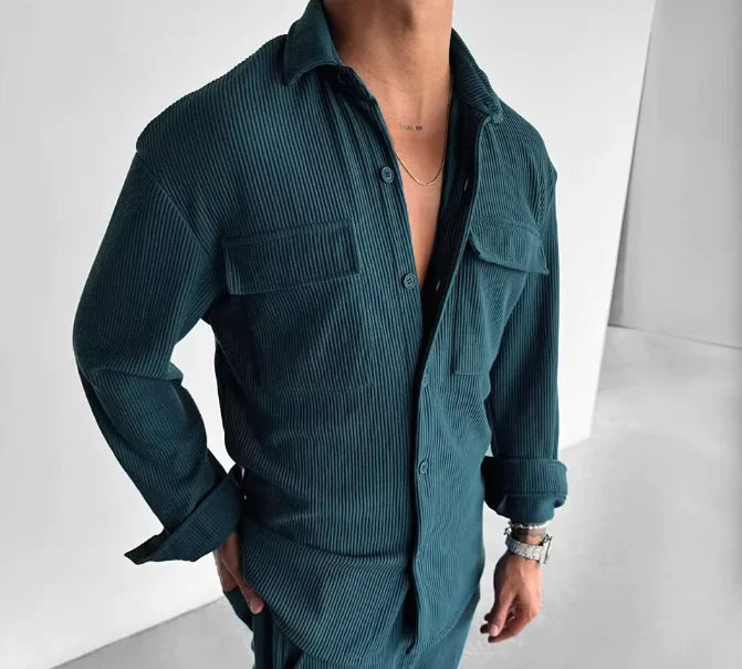 Modern Men's Long Sleeve Lapel Shirt