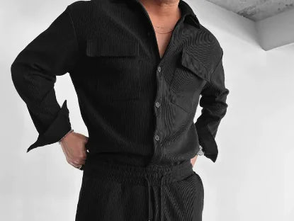 Modern Men's Long Sleeve Lapel Shirt