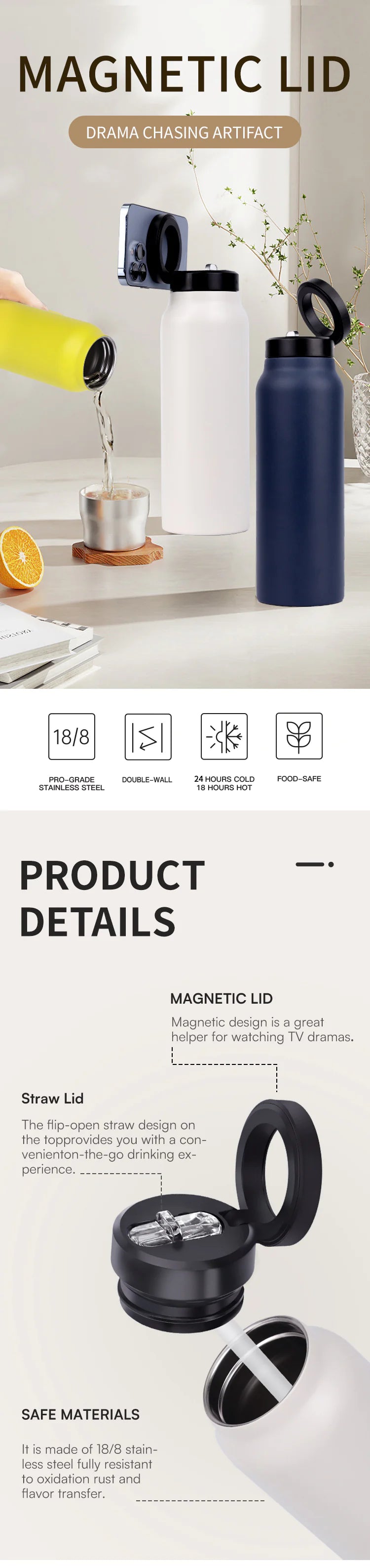 SnapLid Steel Bottle