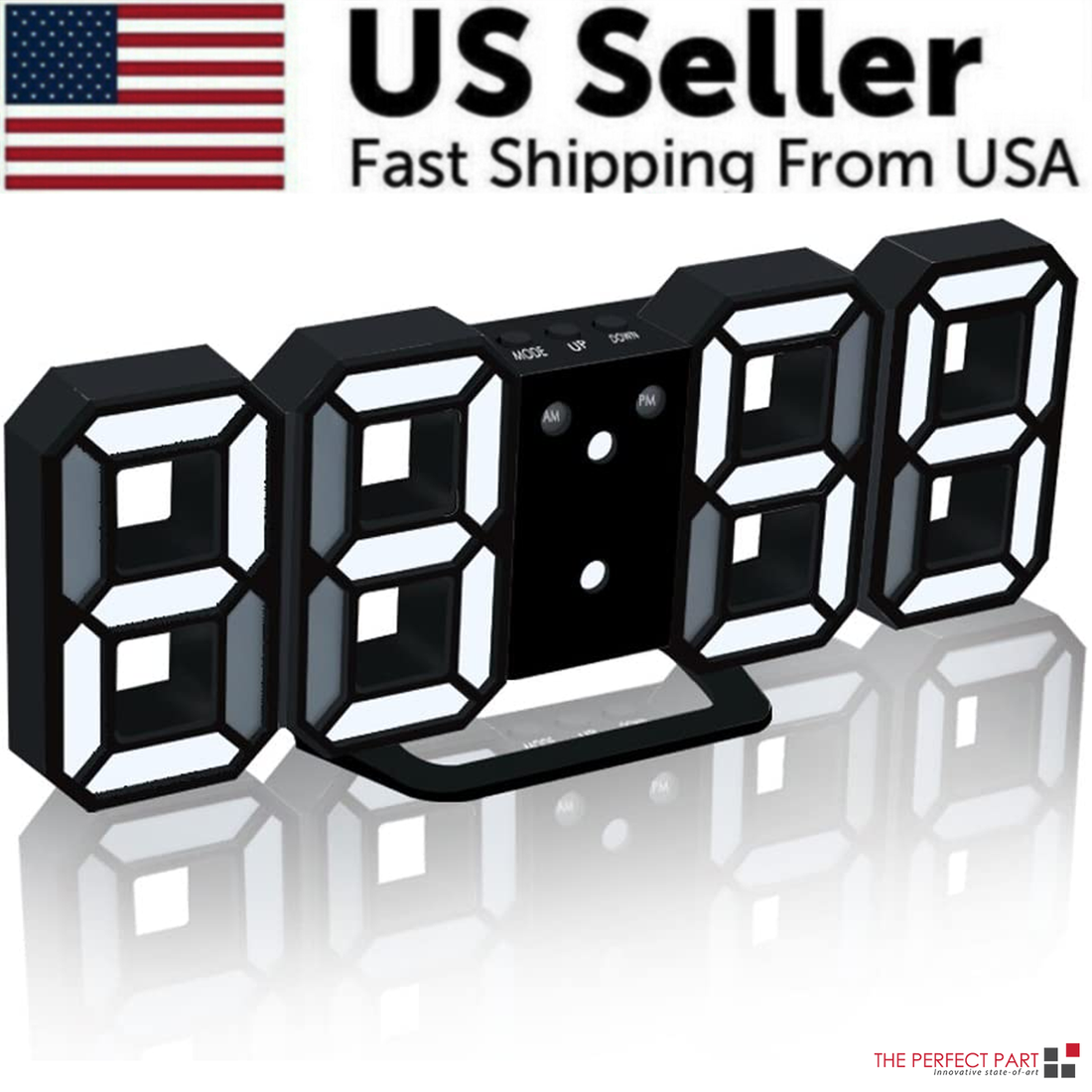 3D LED Digital Wall Clock with USB