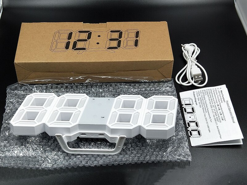 3D LED Digital Wall Clock with USB