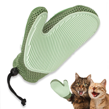 Mollypaws 2 in 1 Pet Fur Glove &amp; Cat Hair Remover Glove Dog Grooming Glove Brush for Shedding Massage Efficient Pet Hair Remover Mitt for Couch Carpet [Green/Single]