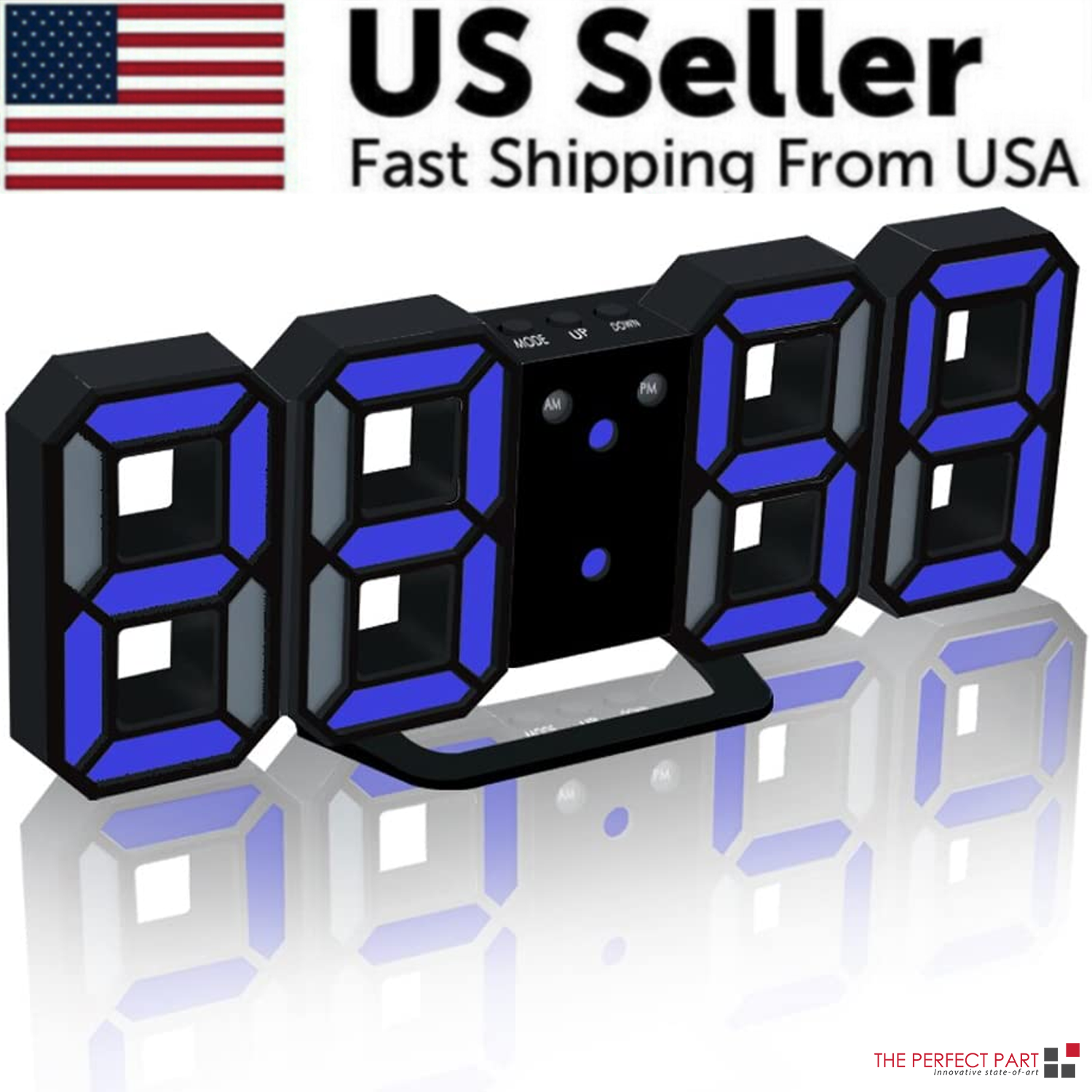 3D LED Digital Wall Clock with USB