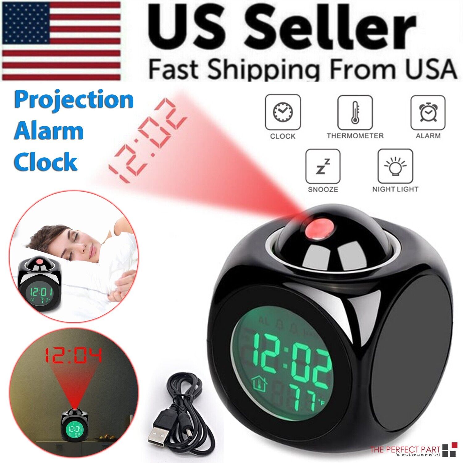 Voice-Controlled LED Projection Alarm Clock