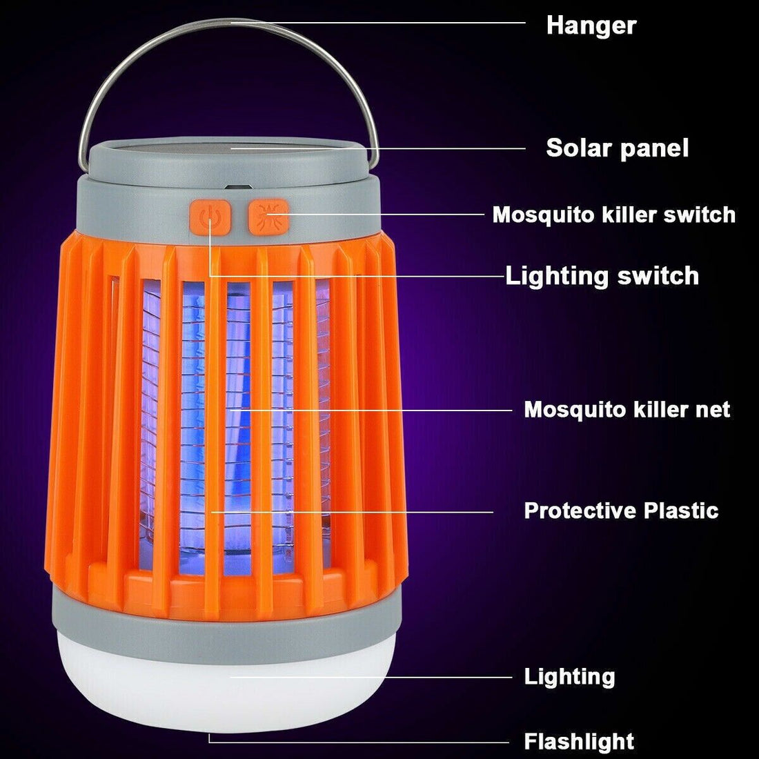 Solar-Powered Insect Zapper Lamp