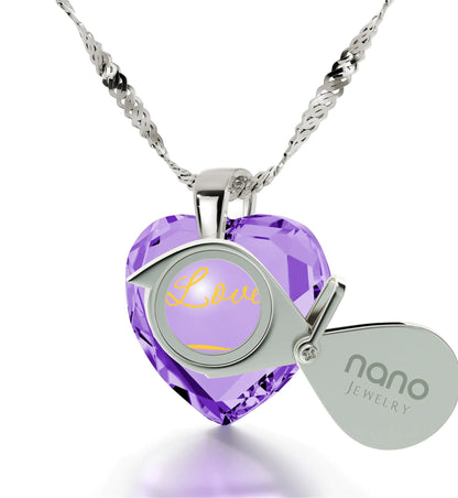 Eternal Love Gold-Inscribed Heart Pendant Necklace