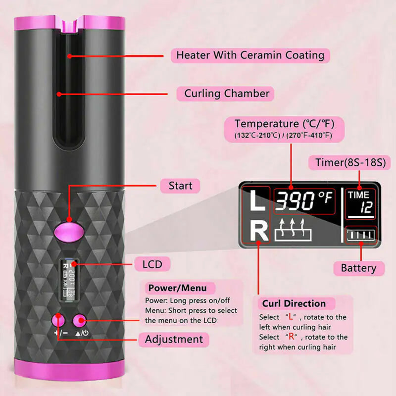 Ceramic Auto Curl Wireless Iron
