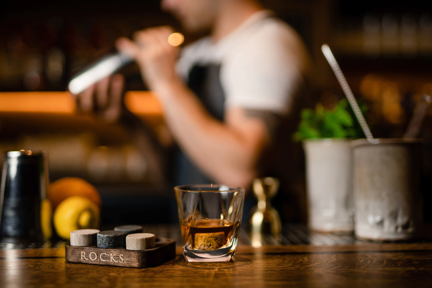 Elite Whiskey Stones & Twist Glass Set