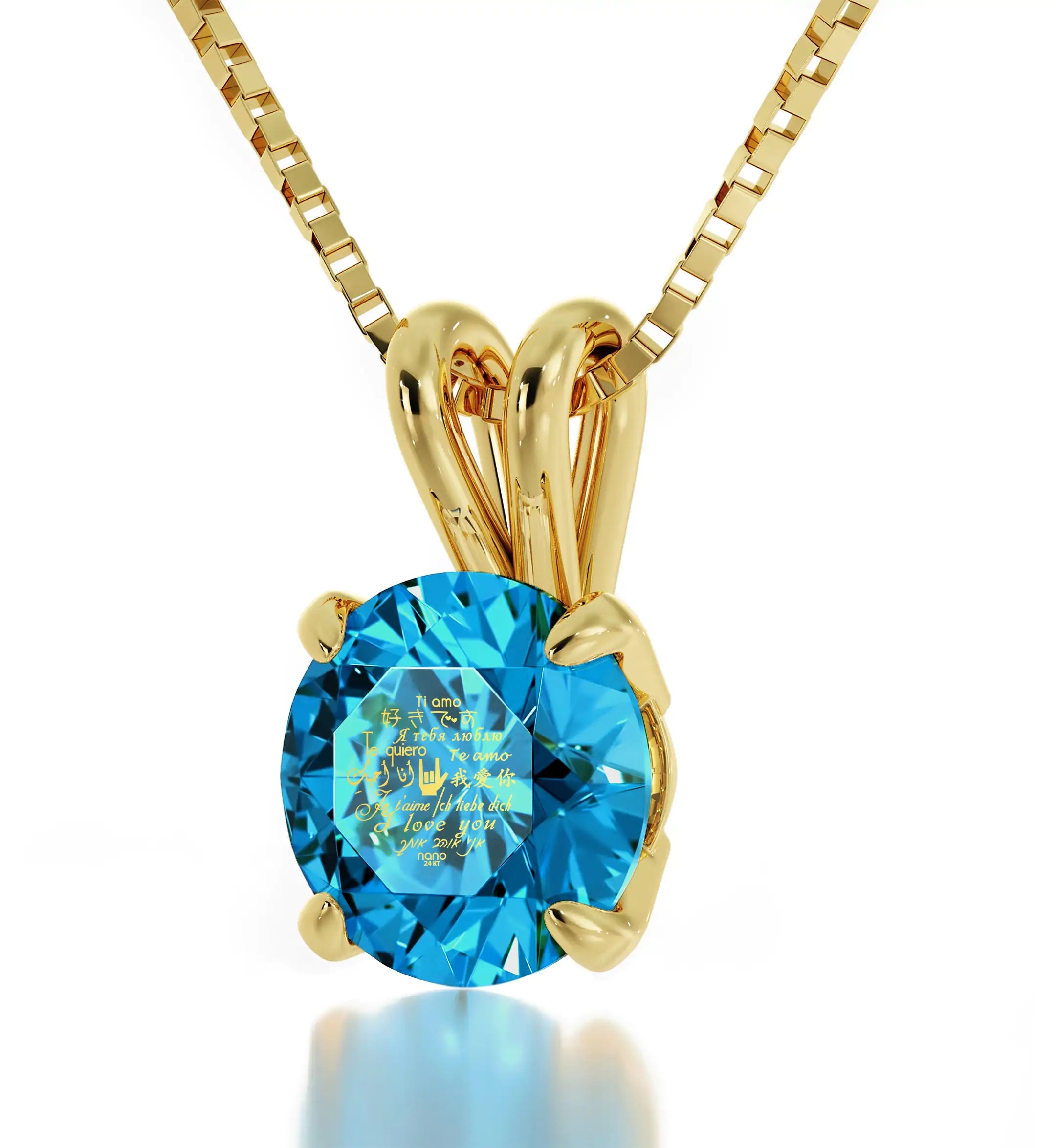 Golden Embrace Multilingual Love Pendant