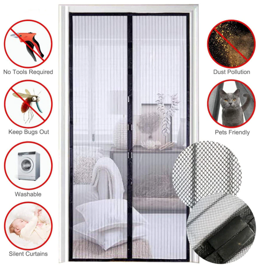 Magnetic Mesh Screen Door - Durable, Hands-Free Bug Barrier