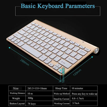 Compact Wireless Keyboard &amp; Mouse Set for Mac/PC