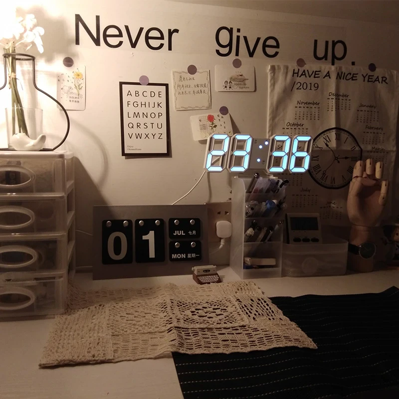 3D LED Digital Wall Clock with USB