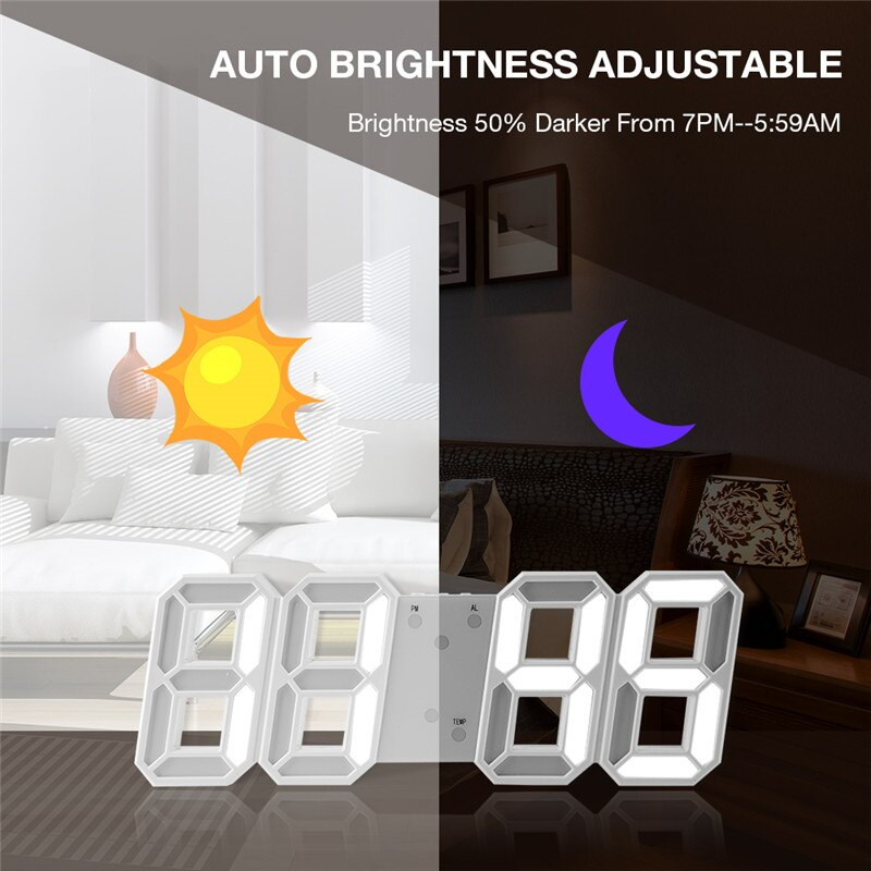 3D LED Digital Wall Clock with USB