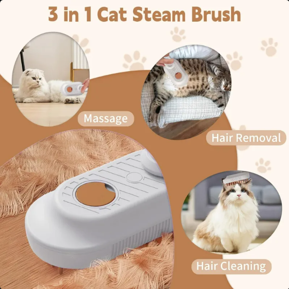 3-in-1 Pet Spa Brush with Folding Handle