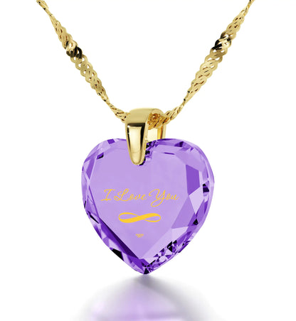 24k Gold Infinity Heart Love Pendant Necklace