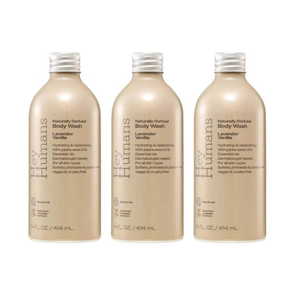 HEY HUMANS Lavender Vanilla Body Wash - 14 oz - 3 Pack