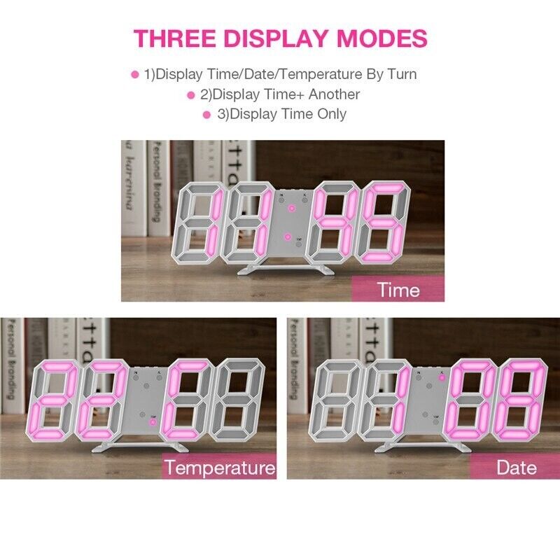 3D LED Digital Wall Clock with USB