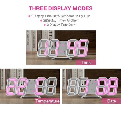 3D LED Digital Wall Clock with USB