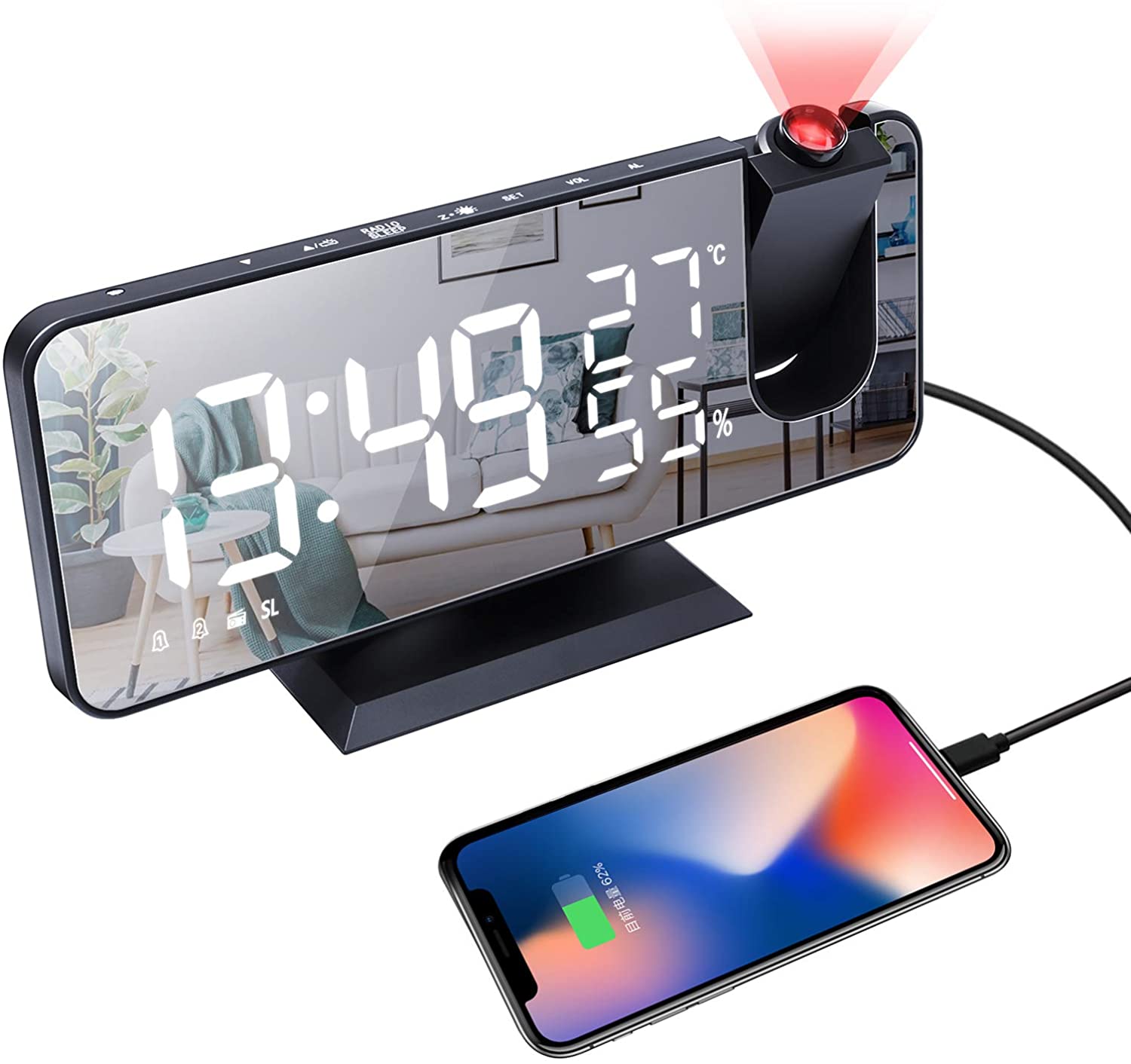 LED Digital Alarm Clock &amp; Charger