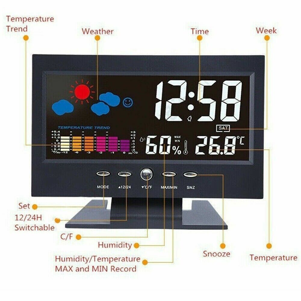 LED Multi-Function Alarm Clock with Weather Display