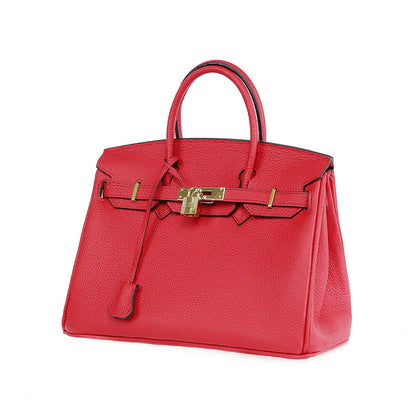 Platinum Top-Layer Cowhide Handbag