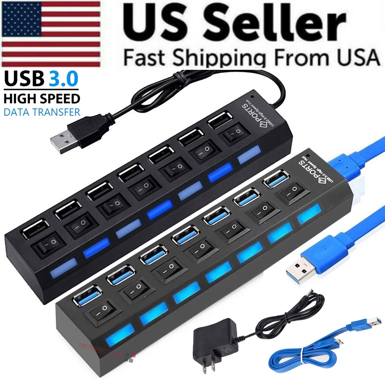 7-Port USB High-Speed Hub Adapter for PC/Mac